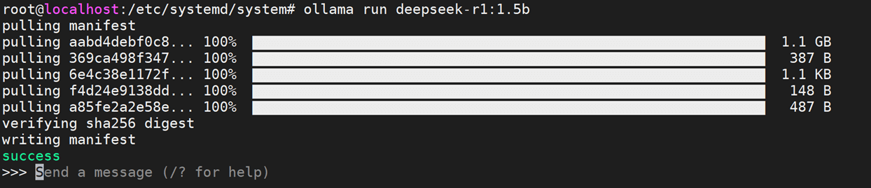 ollama run deepseek-r1 1.5b6